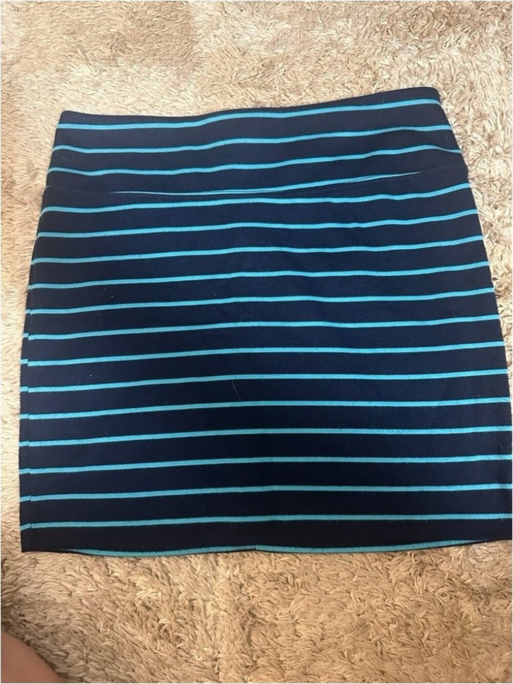 Y2K Skirt Stripe Size Medium stretch back zipper mini Navy and Teal